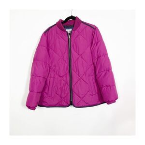 Lands' End Coat Womens Thermoplume Primaloft Bomber Jacket Pink Ladies Size Larg